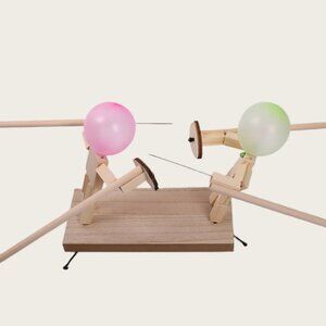 2-Player Balloon Bamboo Game Fencing Game Wooden Puppets Fight With 100 Balloons